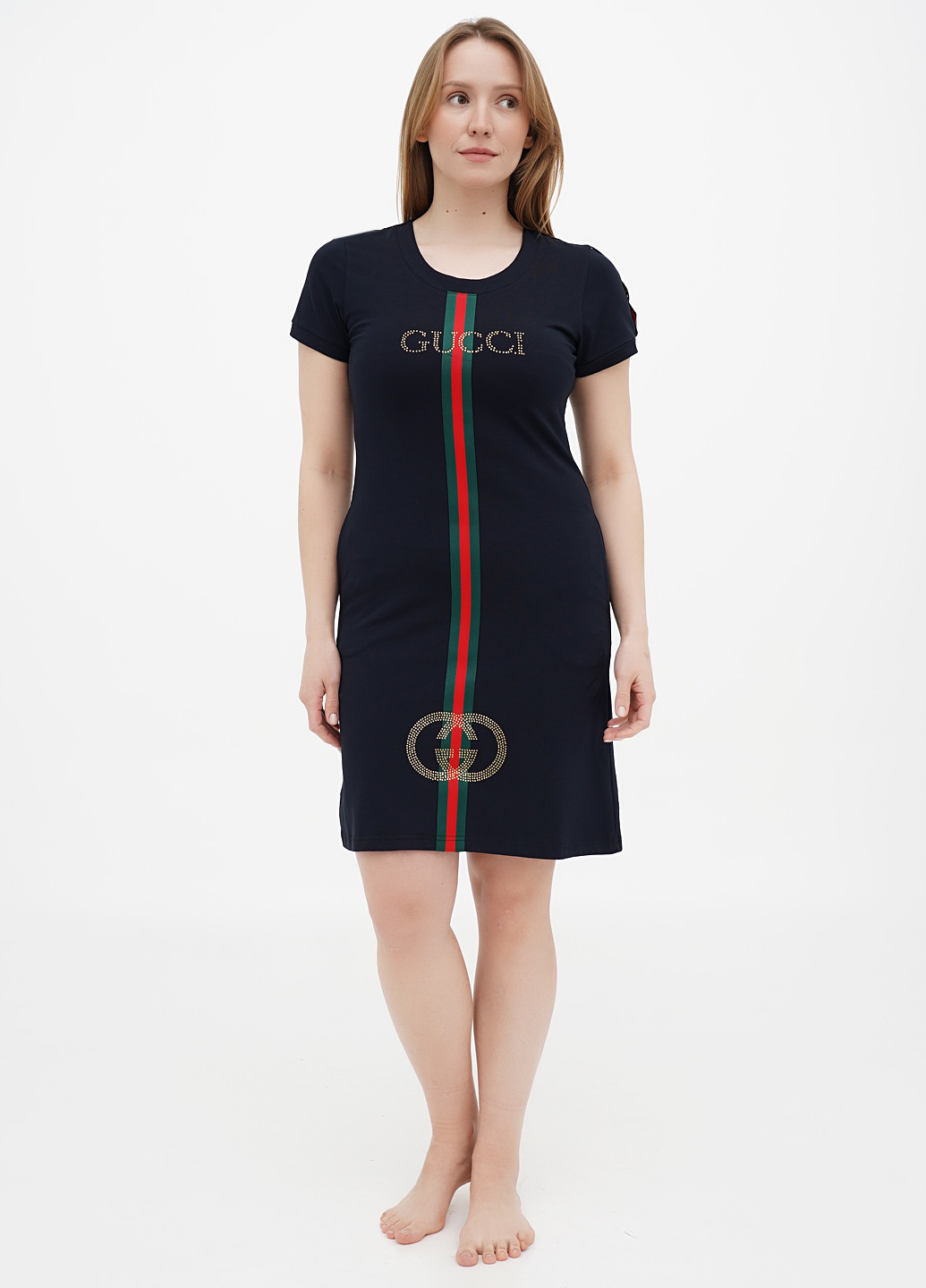 Темно-синее кэжуал платье платье-футболка No Brand однотонное