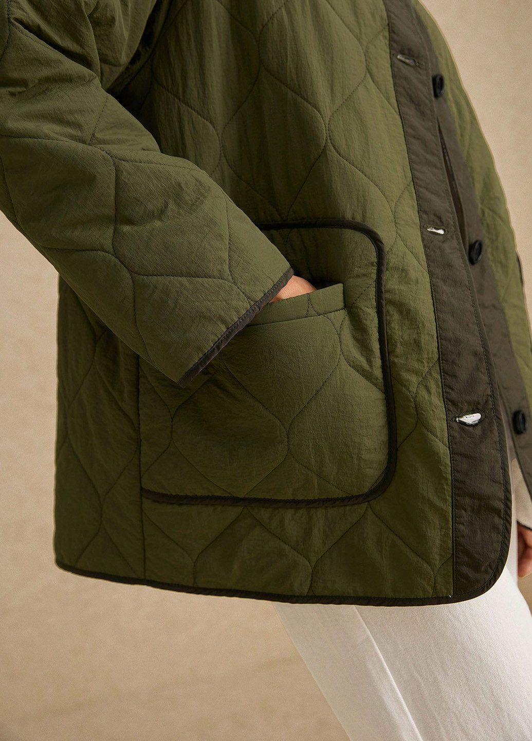 Оливкова (хакі) зимня куртка куртка-піджак SHEIN