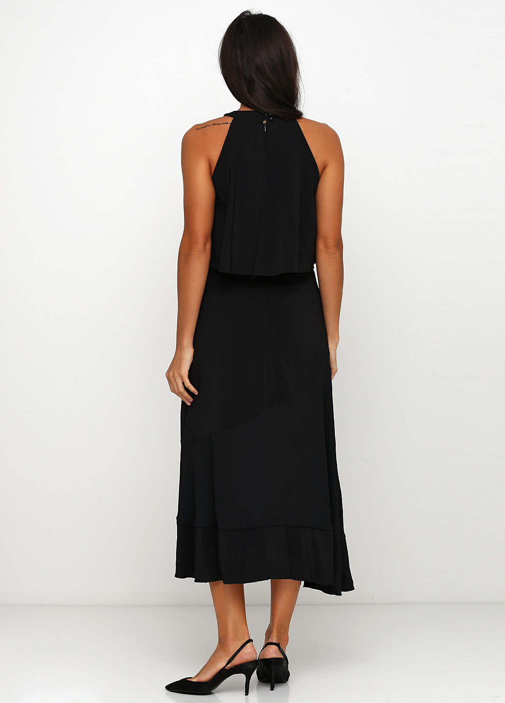 Чорна вечірня сукня в грецькому стилі Rinascimento однотонна
