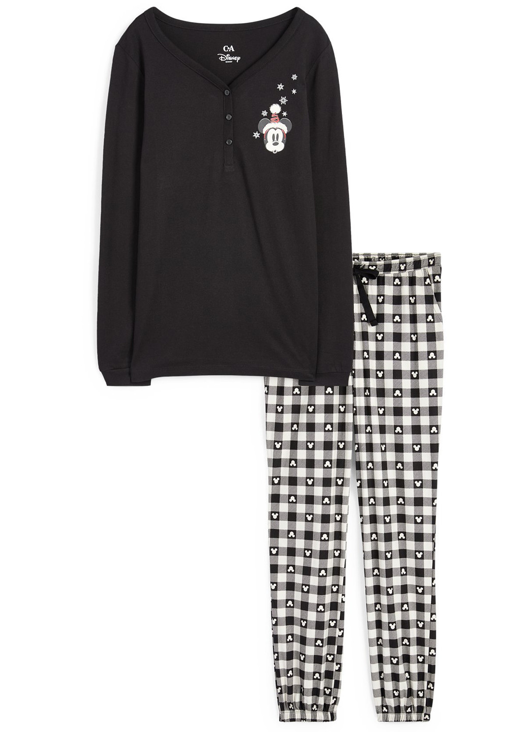 Черно-белая всесезон пижама (лонгслив, брюки) лонгслив + брюки C&A