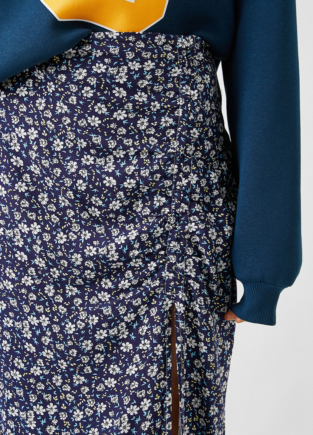 Темно-синяя кэжуал цветочной расцветки юбка KOTON