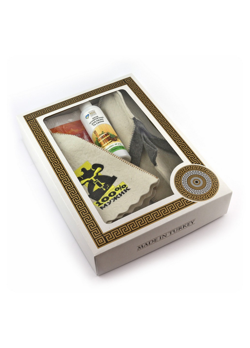 Подарунковий комплект для сауни 100% мужик, 5 предметів Luxyart (219981796)