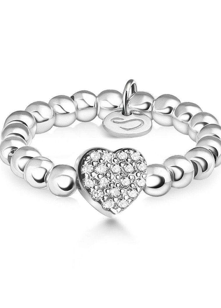 Серебряное кольцо из бусин «Сердце с камушками» размер 18 Peninsula (226765872)