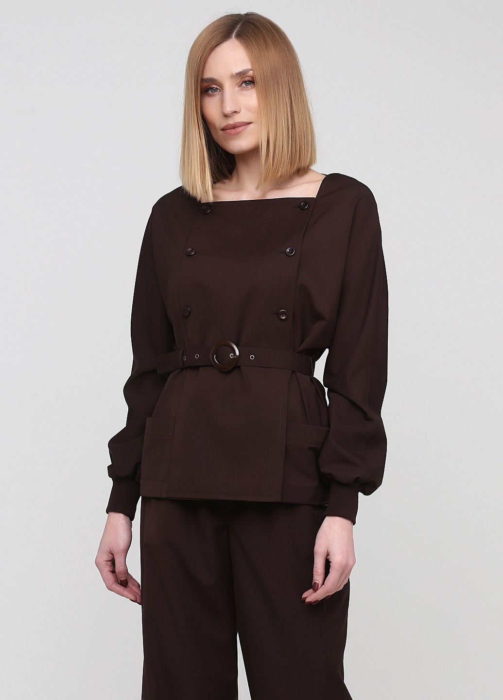 Темно-коричневая демисезонная блуза MiNiMax