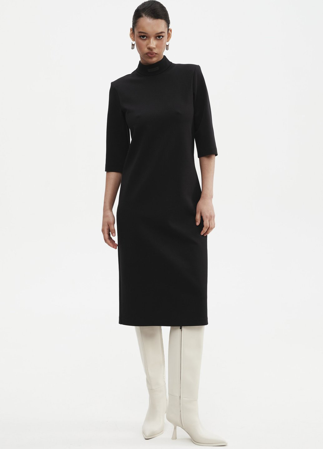 Черное кэжуал платье платье-водолазка Gepur однотонное