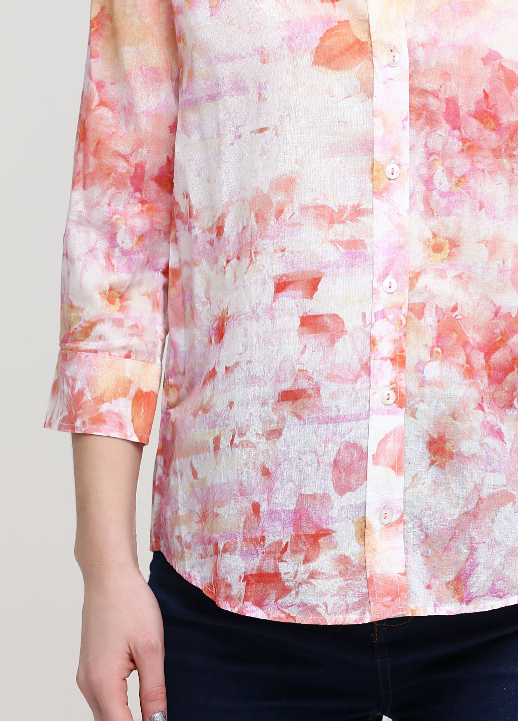 Розовая кэжуал рубашка с цветами Sassofono Club