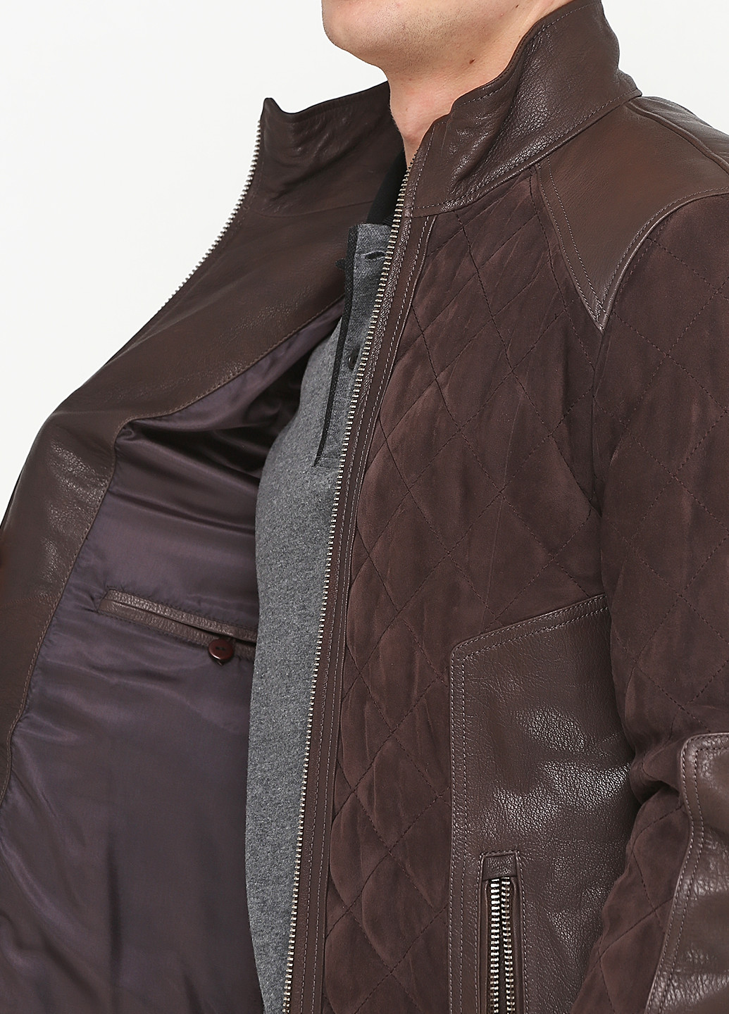 Темно-коричневая демисезонная куртка замшевая Louis Armand