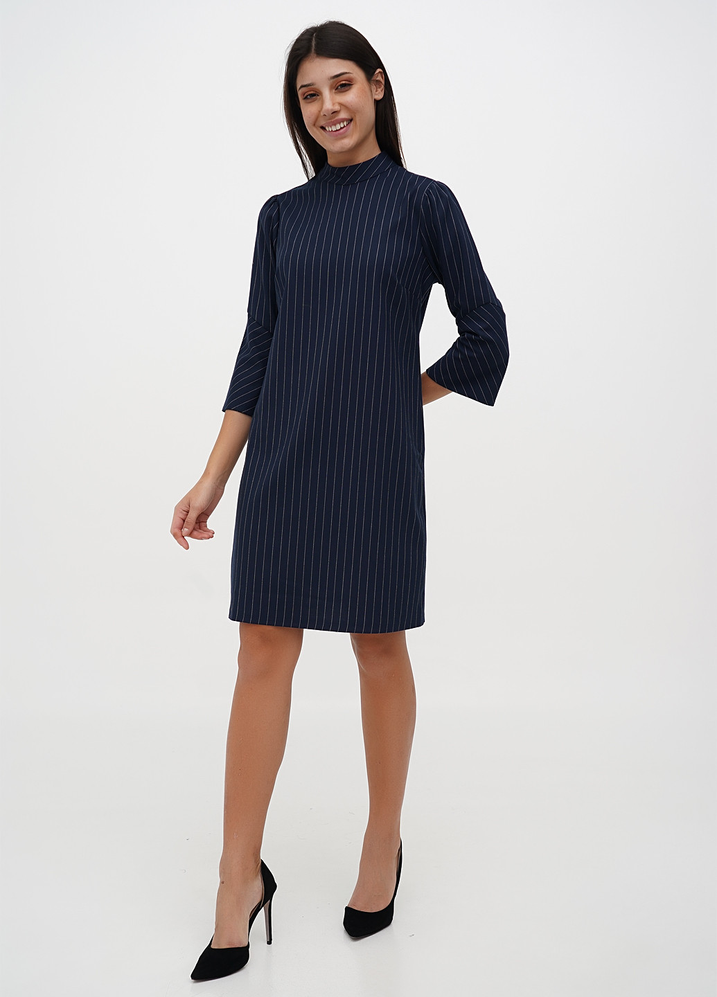 Темно-синее кэжуал платье Sassofono в полоску