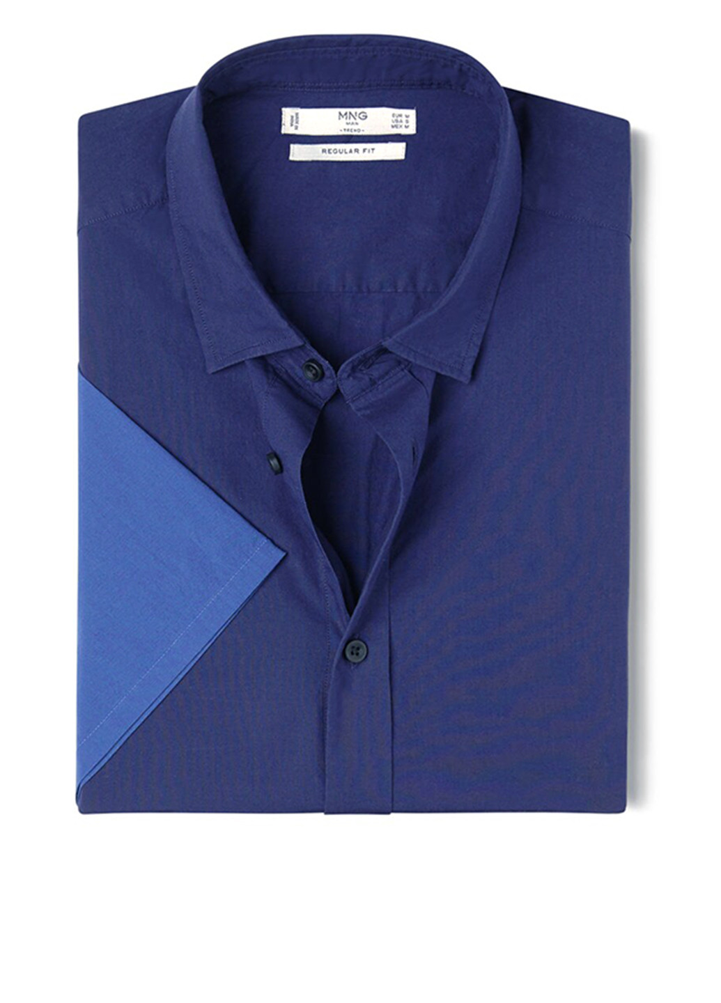 Синяя кэжуал рубашка однотонная Mango