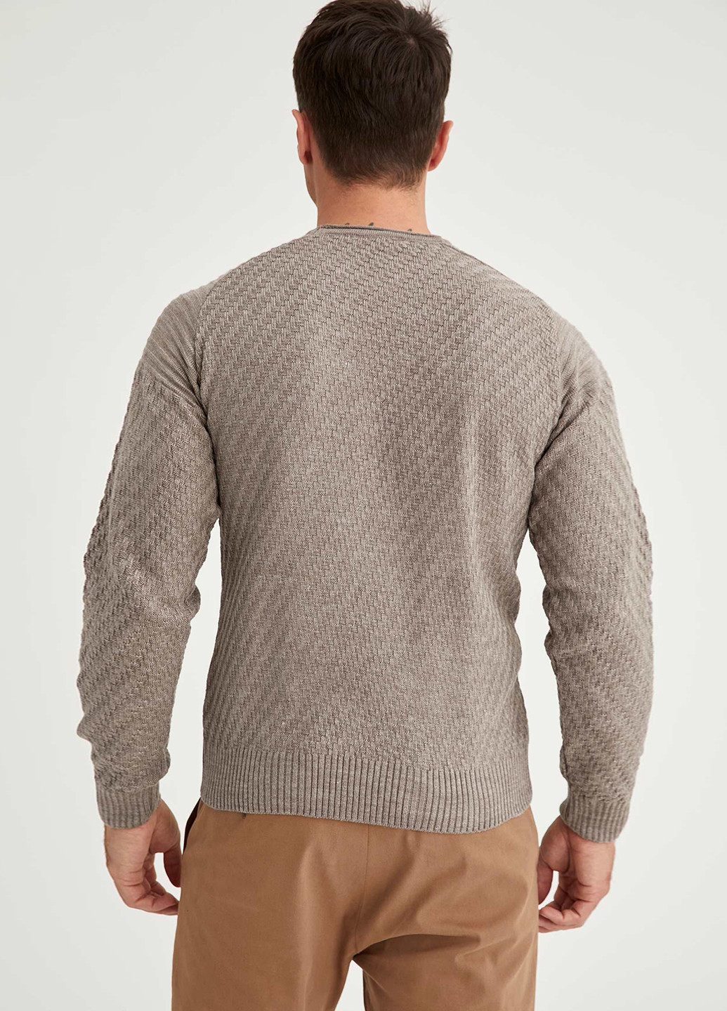 Серо-бежевый демисезонный пуловер джемпер DeFacto