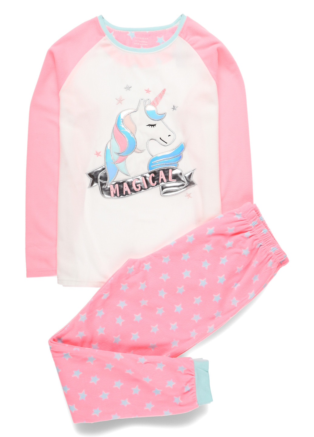 Розовая зимняя пижама (реглан, брюки) Primark