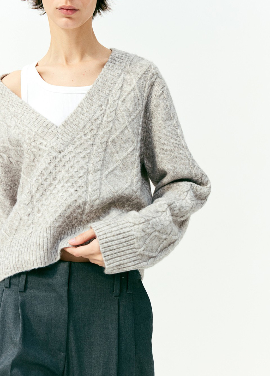 Светло-серый демисезонный пуловер пуловер H&M