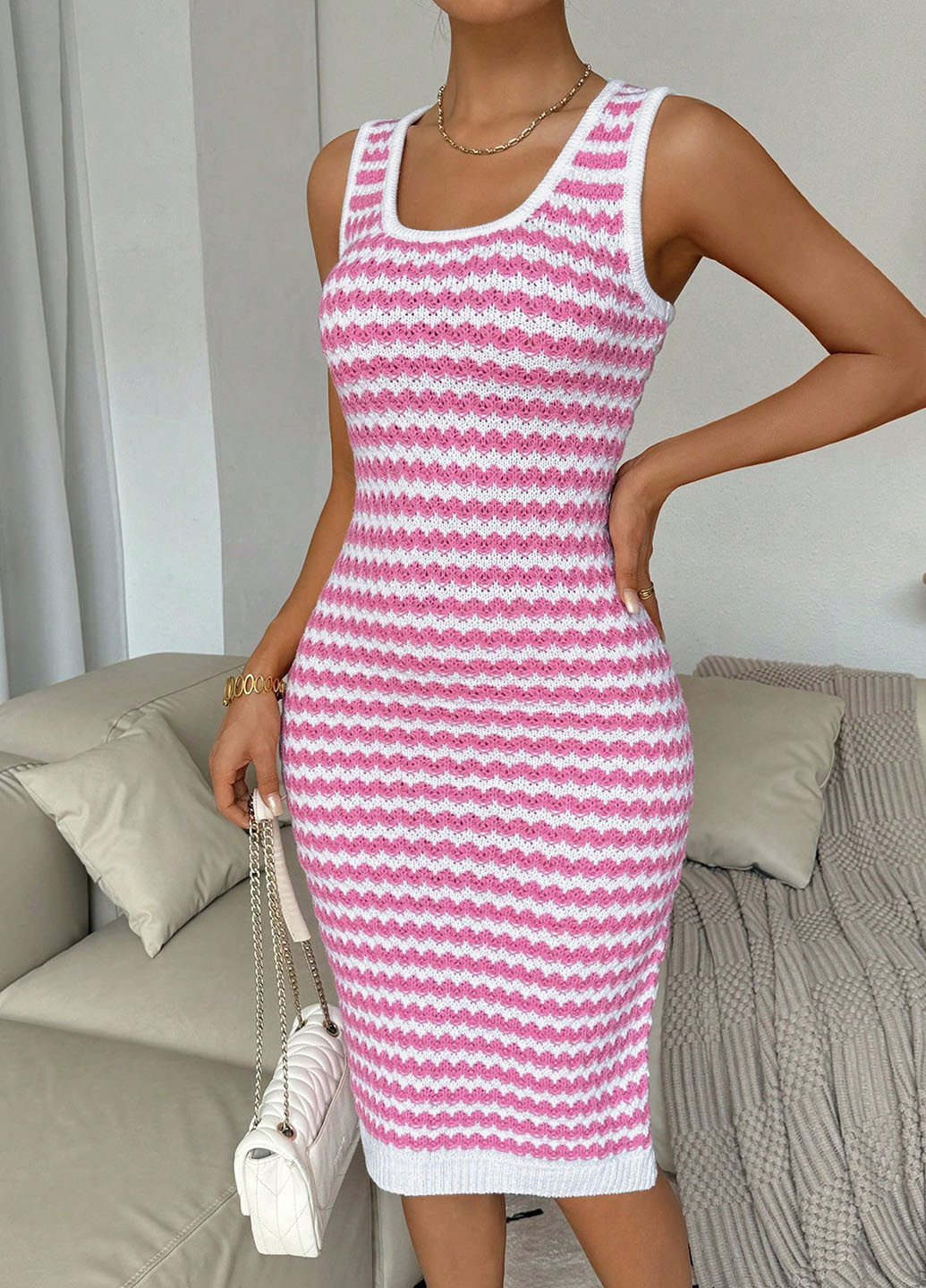 Комбінована кежуал сукня силуетна SHEIN в смужку