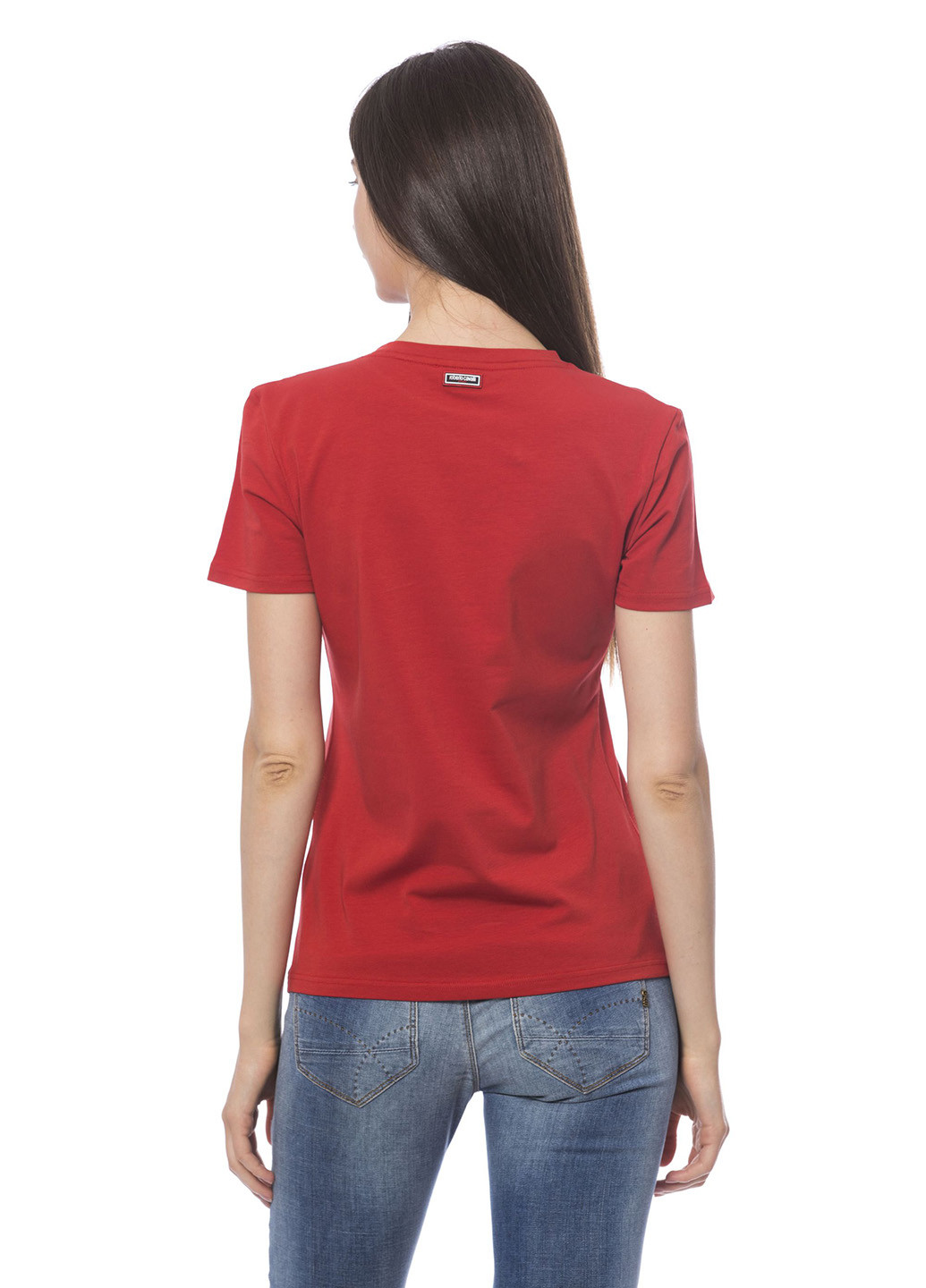 Красная летняя футболка Roberto Cavalli