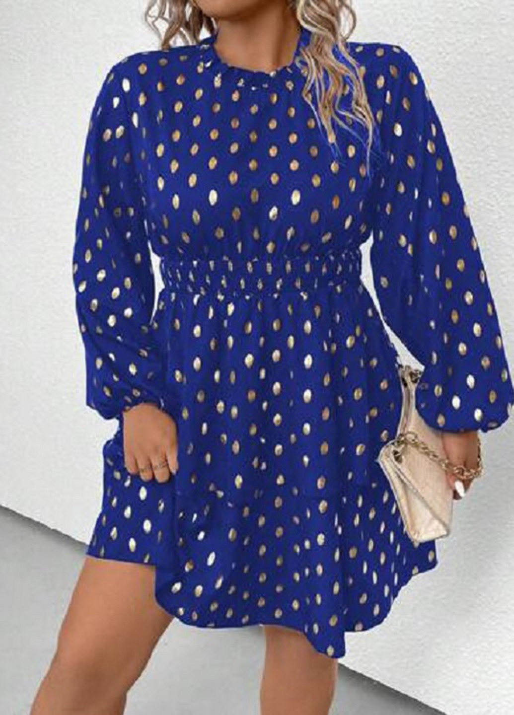 Синя кежуал сукня кльош SHEIN в горошок