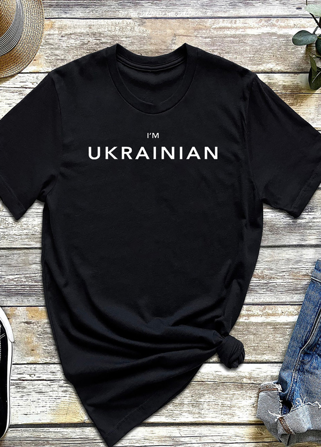 Чорна футболка чоловіча чорна i am ukrainian Love&Live