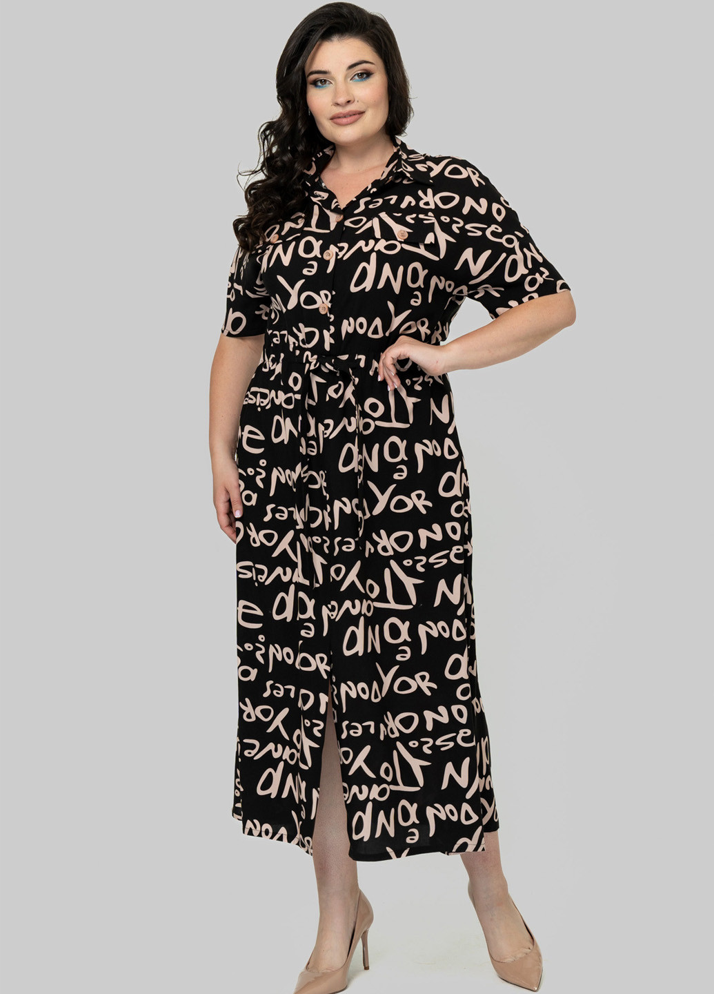 Комбинированное кэжуал платье а-силуэт A'll Posa с надписью