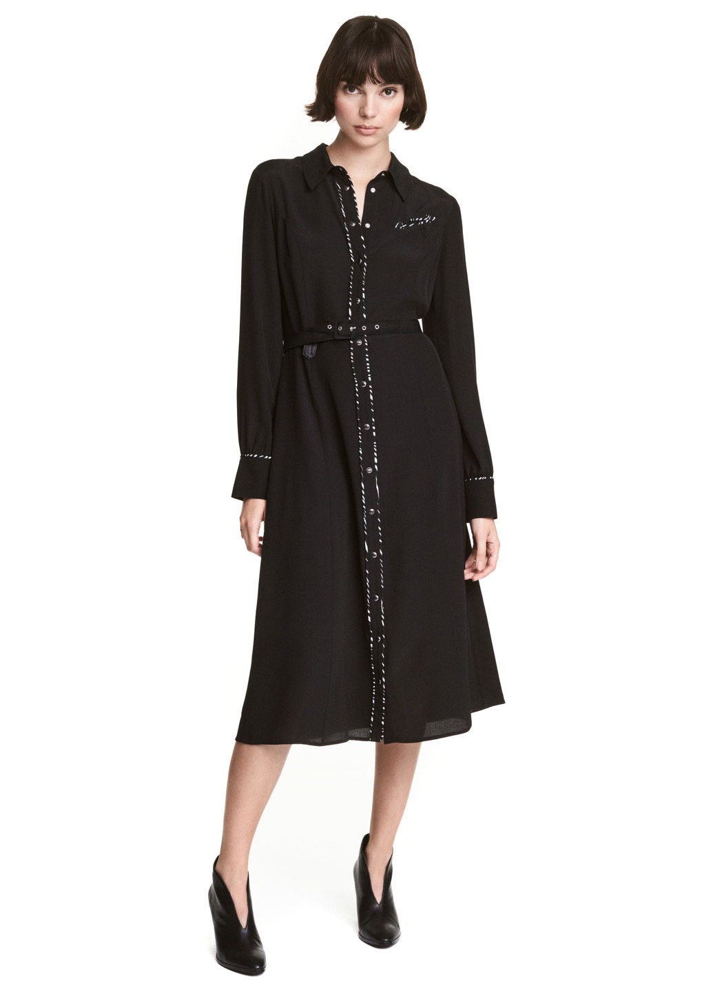 Черное кэжуал платье рубашка H&M