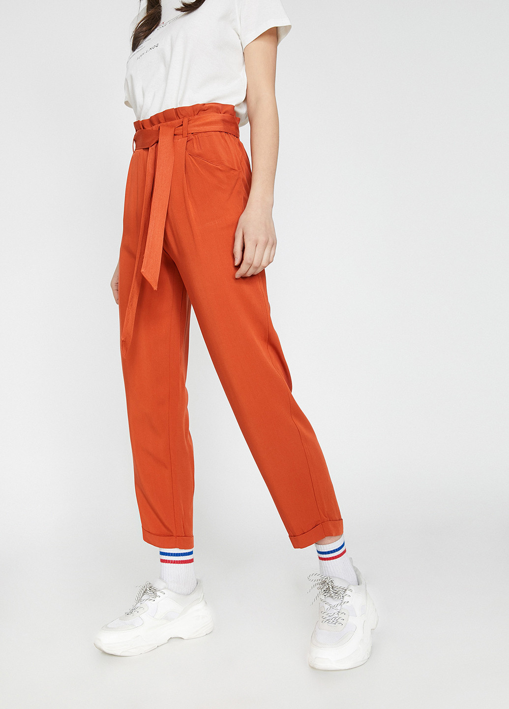 Оранжевые кэжуал летние зауженные брюки KOTON