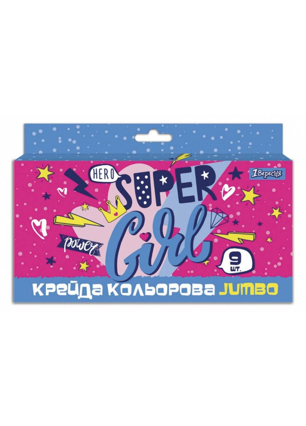 Мел 1 вересня цветной 9 шт, JUMBO "Cool girl" (400409) 1 Вересня (254068898)