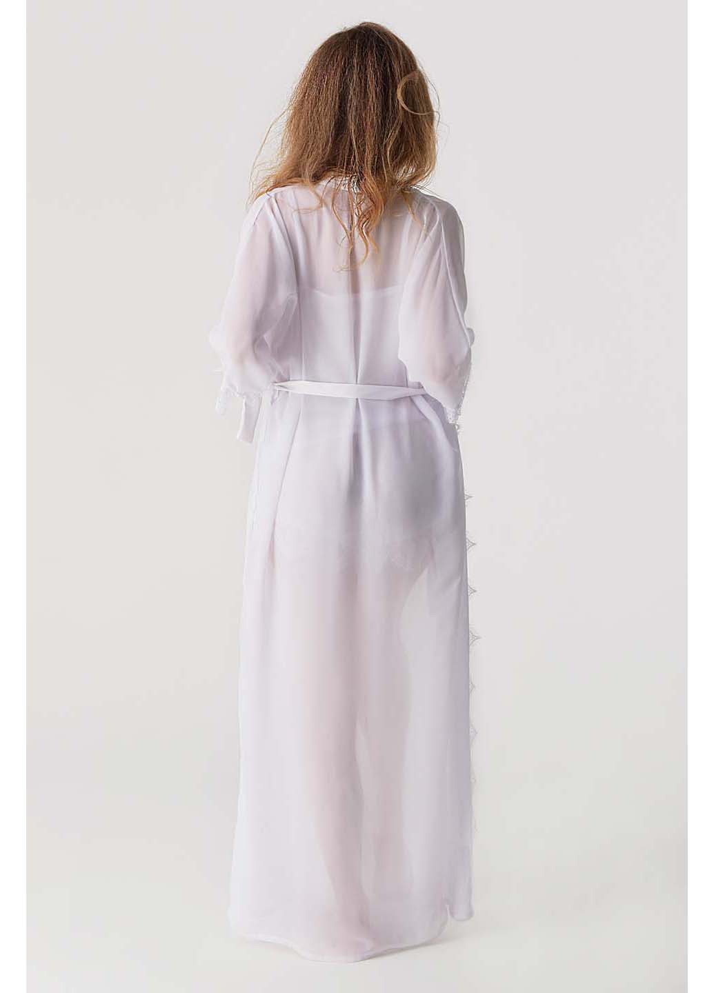 Білий демісезонний комплект халат + піжама Ghazel