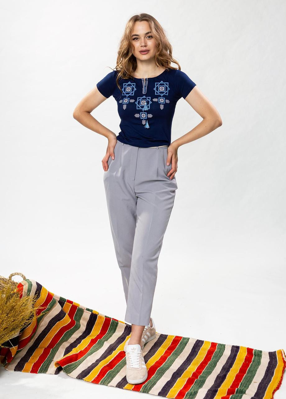 Женская вышитая футболка Оберег синяя Melanika (250206166)