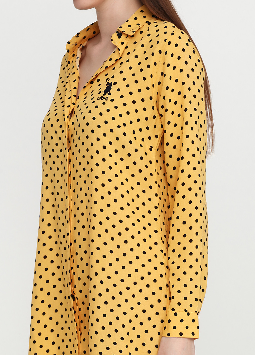 Желтое кэжуал платье Polo в горошек