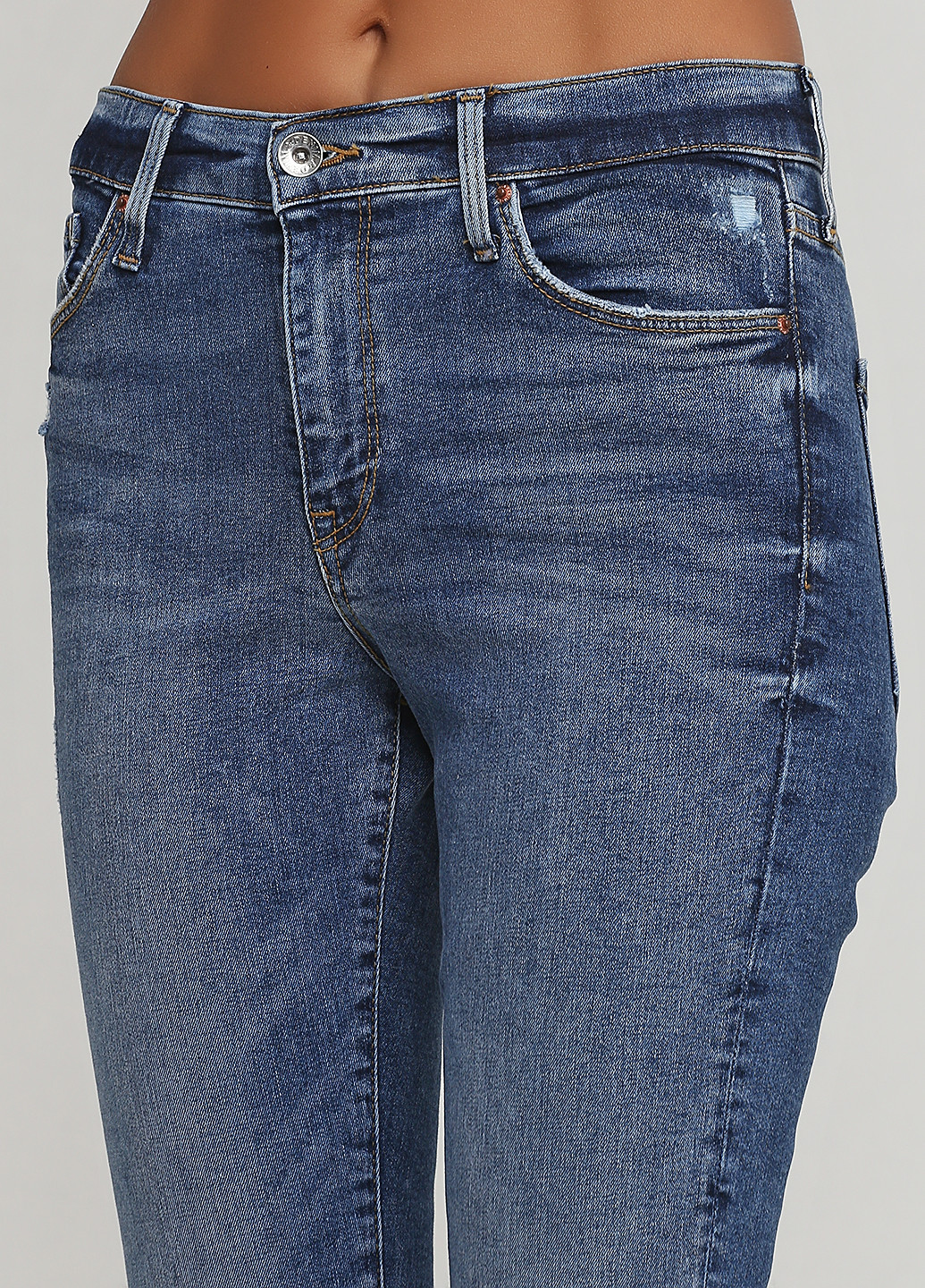 Джинси H&M завужені однотонні світло-сині джинсові бавовна