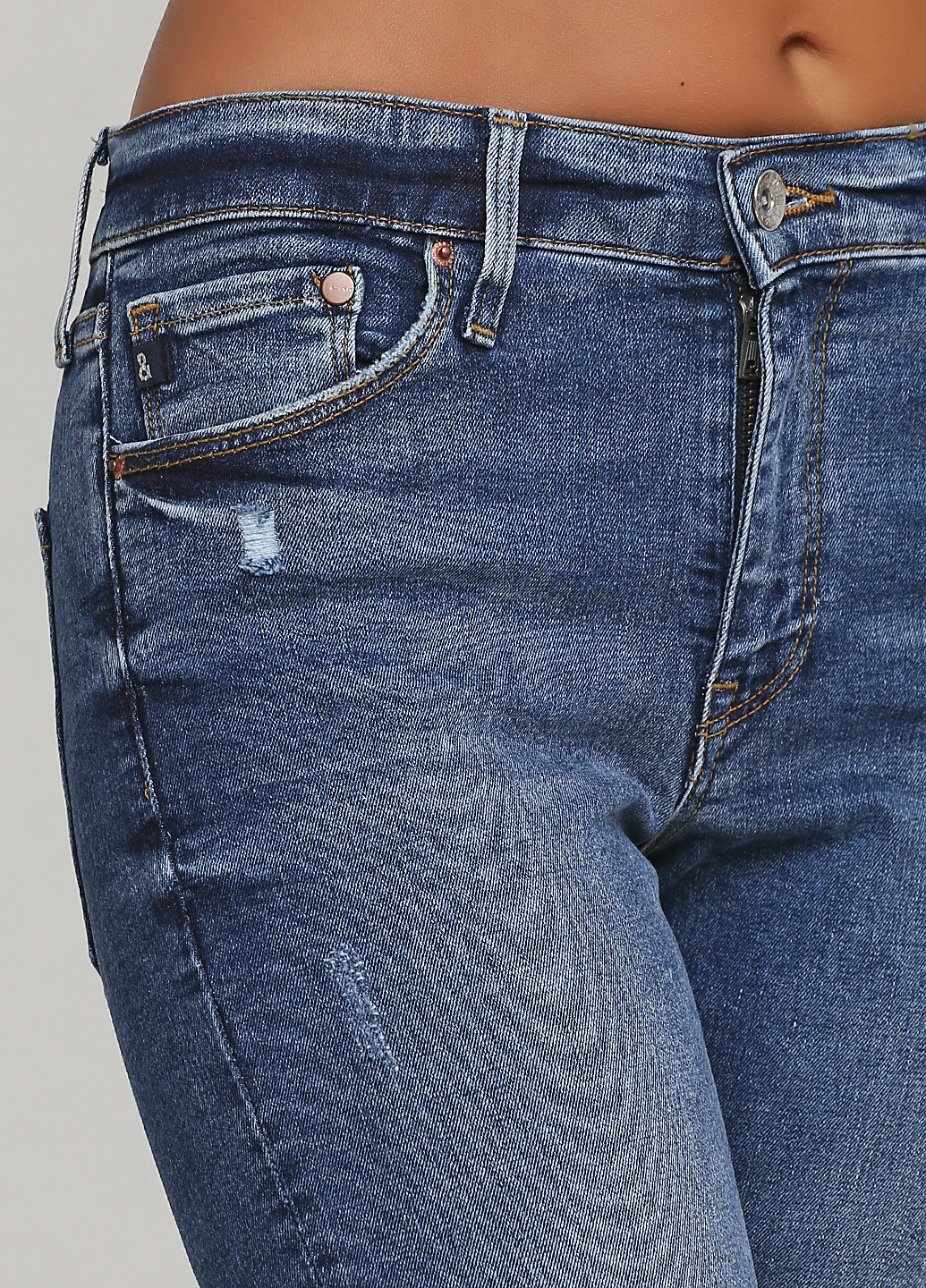 Джинси H&M завужені однотонні світло-сині джинсові бавовна