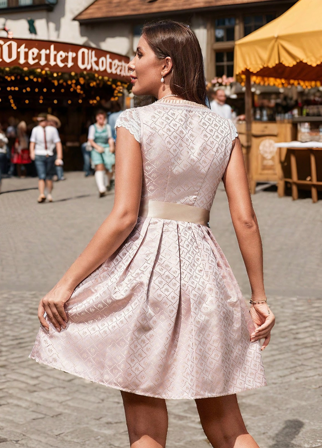 Пудровое кэжуал платье а-силуэт SHEIN однотонное