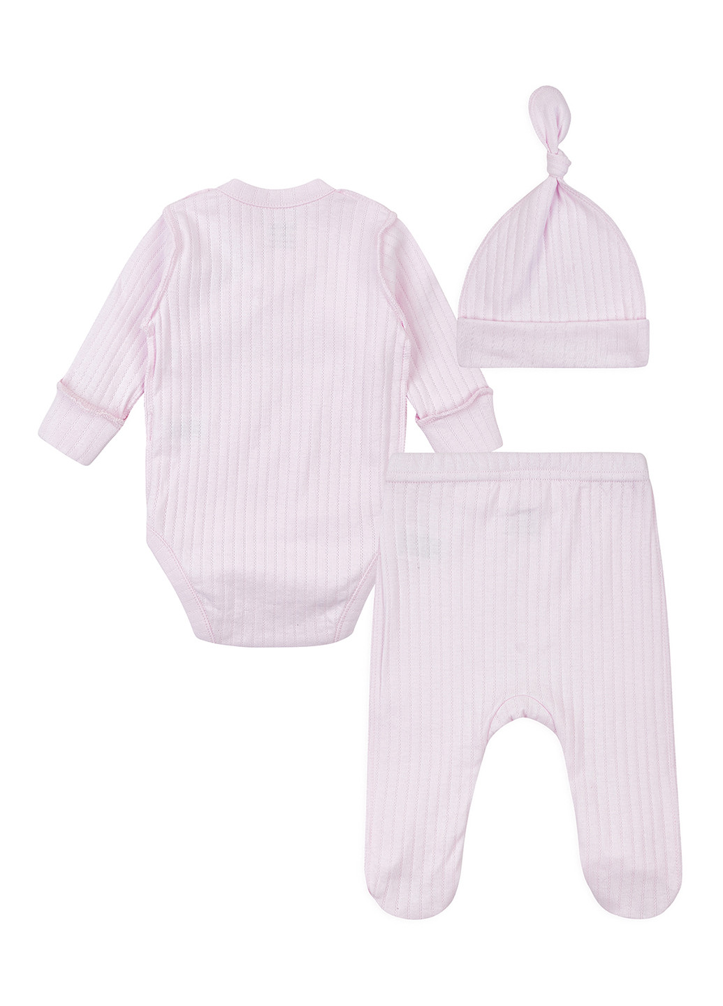 Рожевий демісезонний комплект (боді, повзунки, шапка) KRAKO