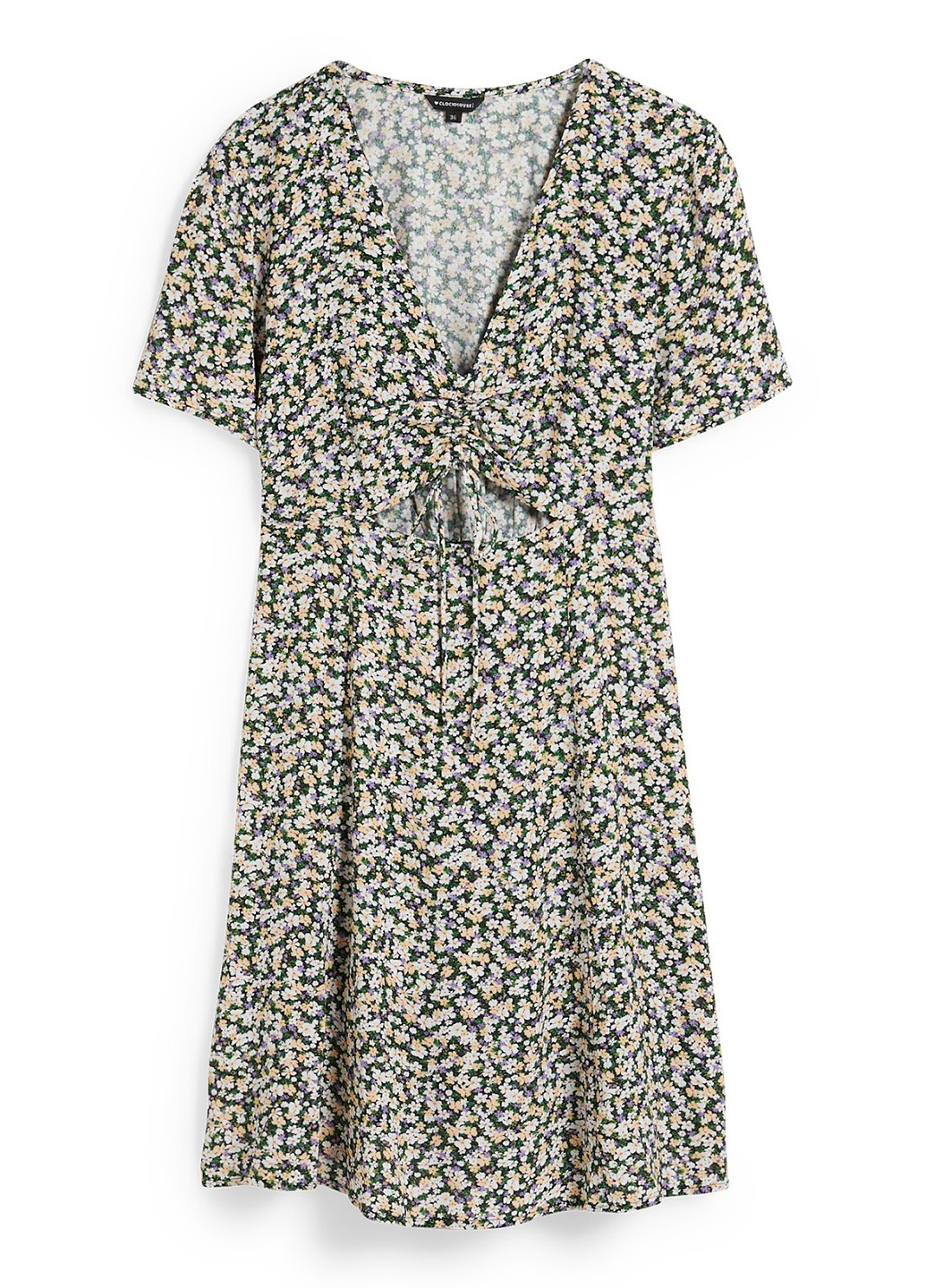 Черное кэжуал платье клеш C&A с цветочным принтом