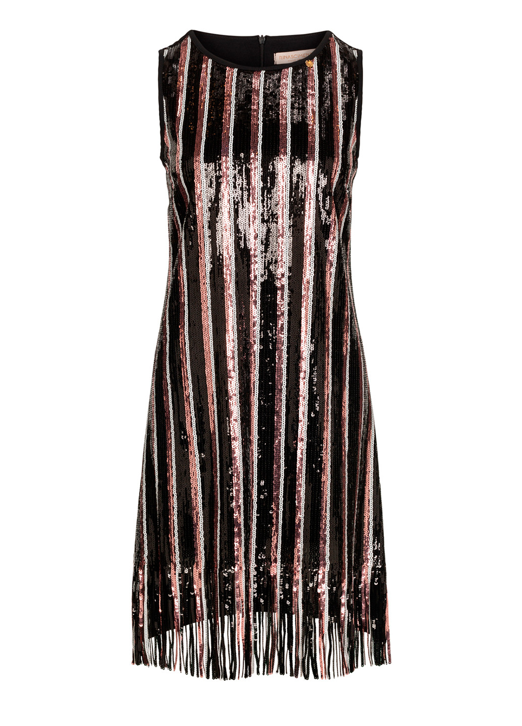 Чорна вечірня жіноча міні сукня в паєтки а-силует Rinascimento однотонна