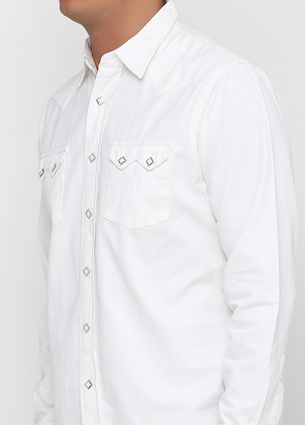 Белая кэжуал рубашка однотонная Emmett с длинным рукавом