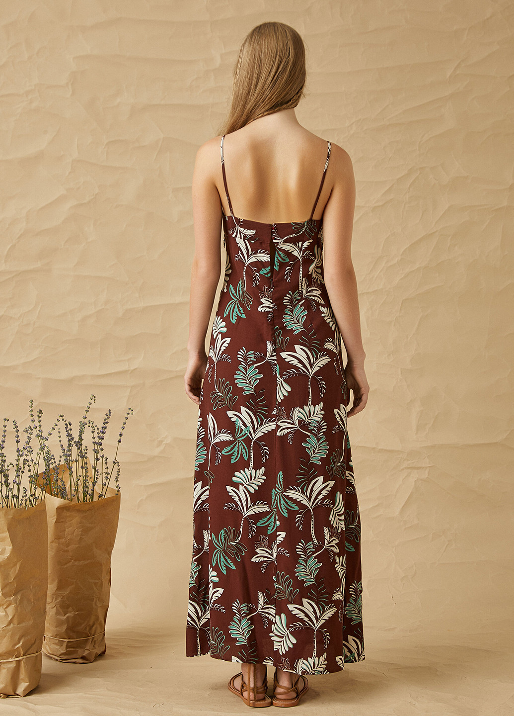 Коричневое кэжуал платье KOTON с цветочным принтом