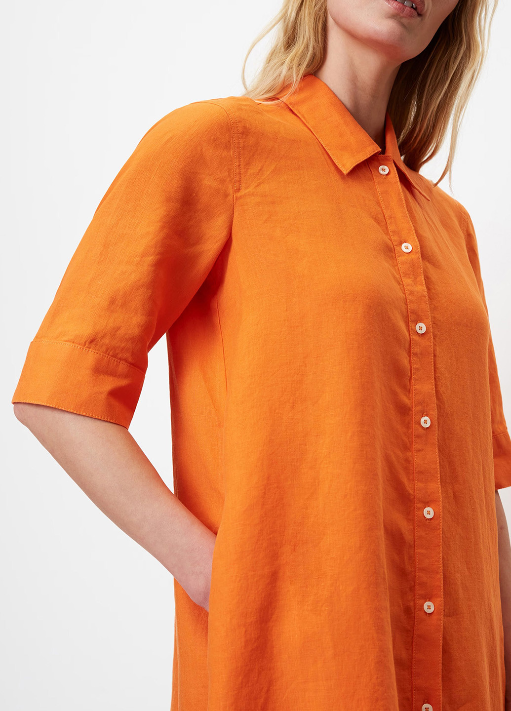 Оранжевое кэжуал платье рубашка Marc O'Polo однотонное