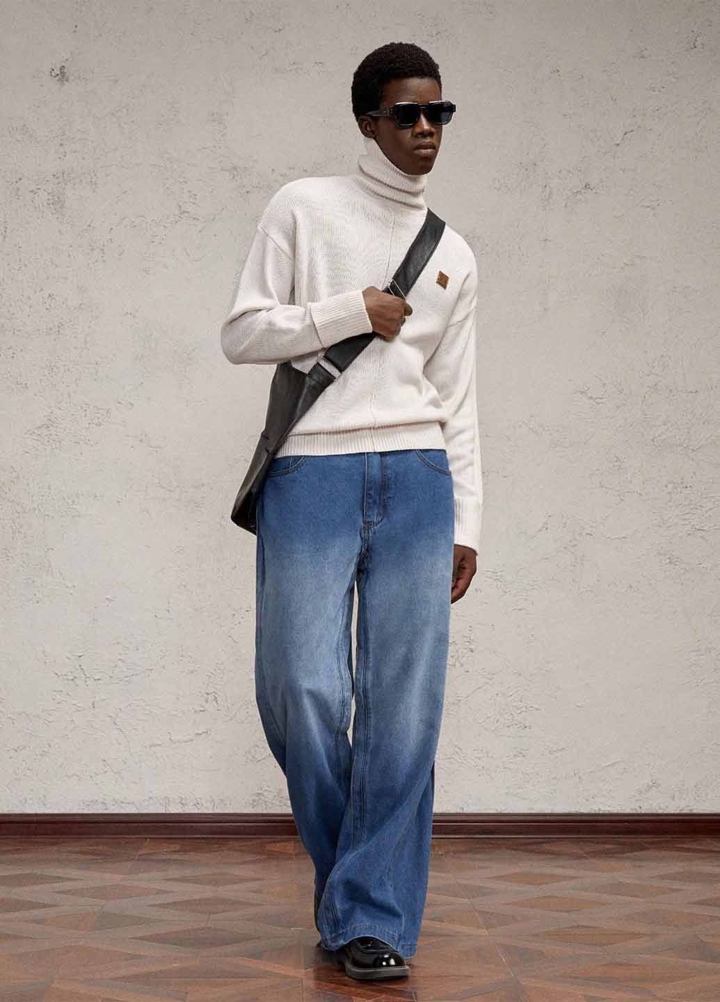 Синие демисезонные палаццо джинсы SHEIN