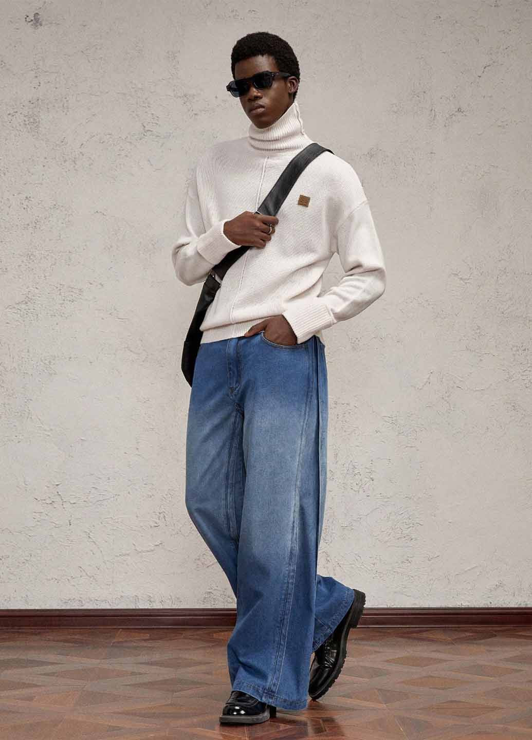 Синие демисезонные палаццо джинсы SHEIN