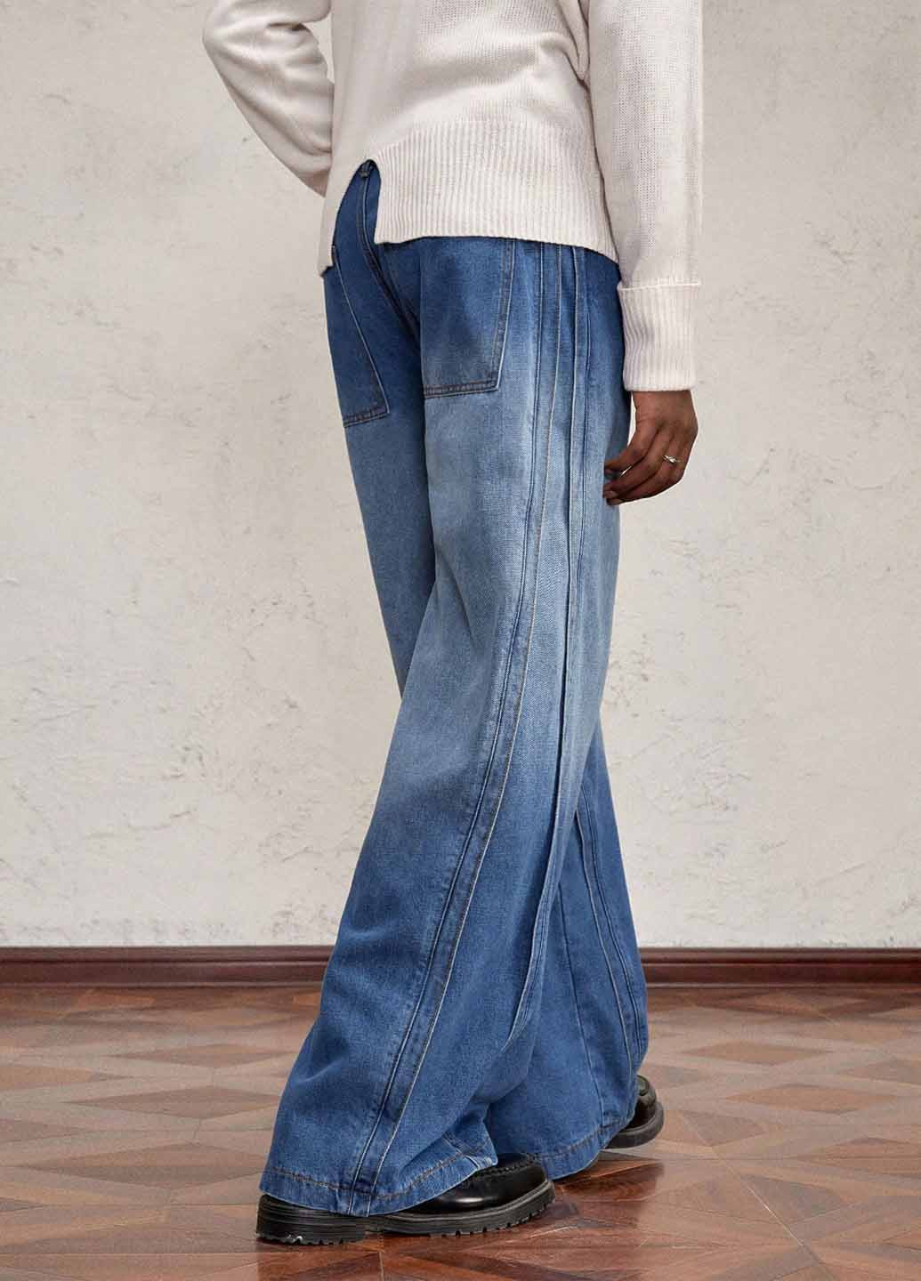 Синие демисезонные палаццо джинсы SHEIN