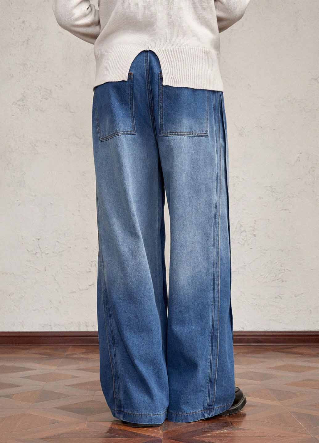 Синие демисезонные палаццо джинсы SHEIN