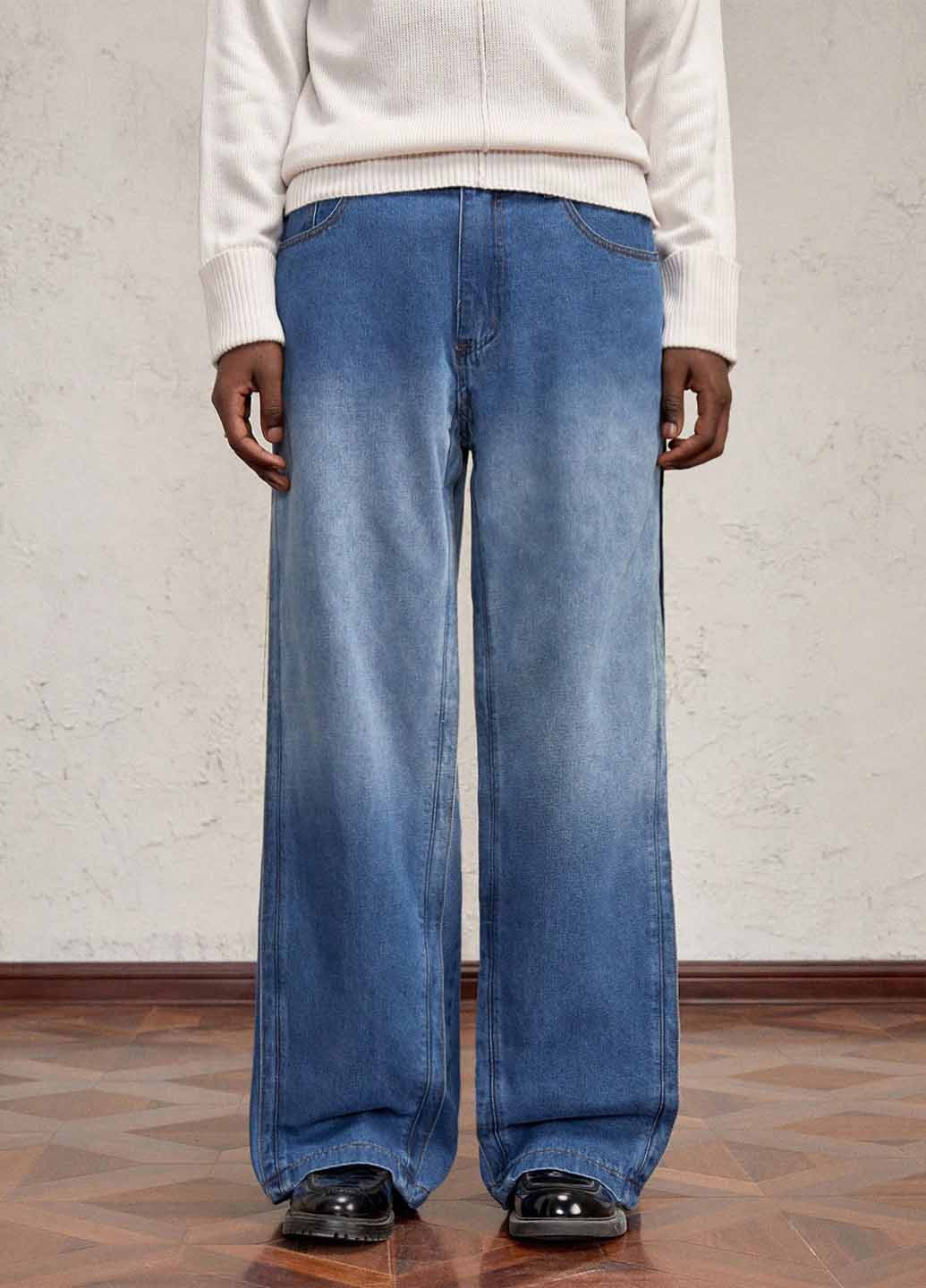 Синие демисезонные палаццо джинсы SHEIN