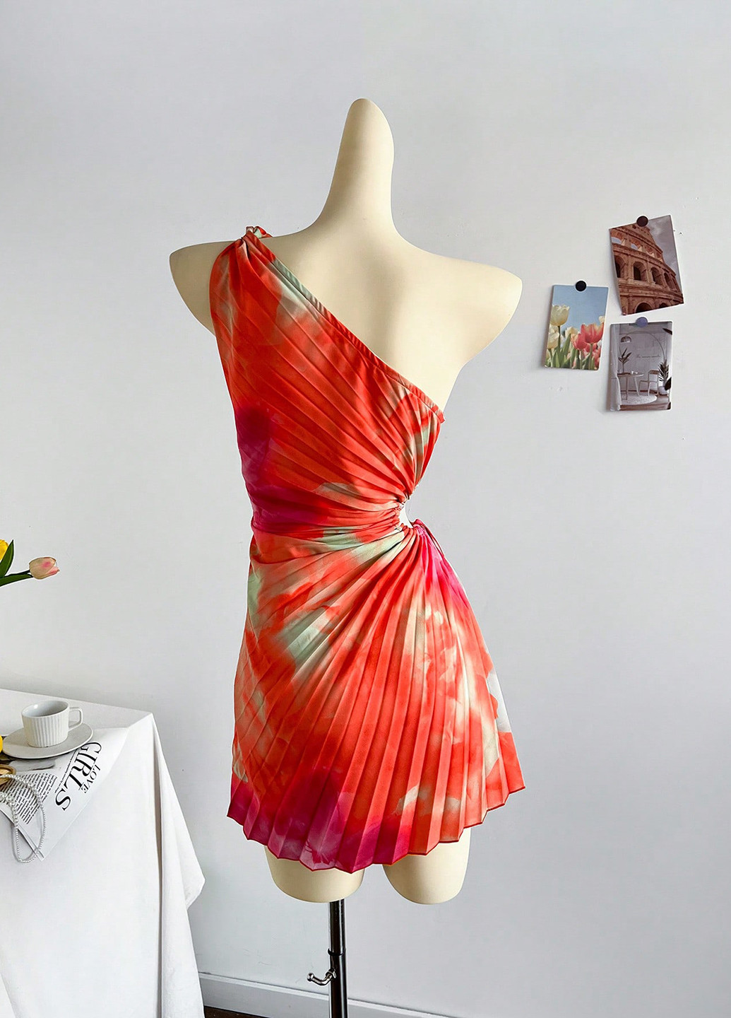 Червона святковий, вечірня сукня а-силует SHEIN тай-дай