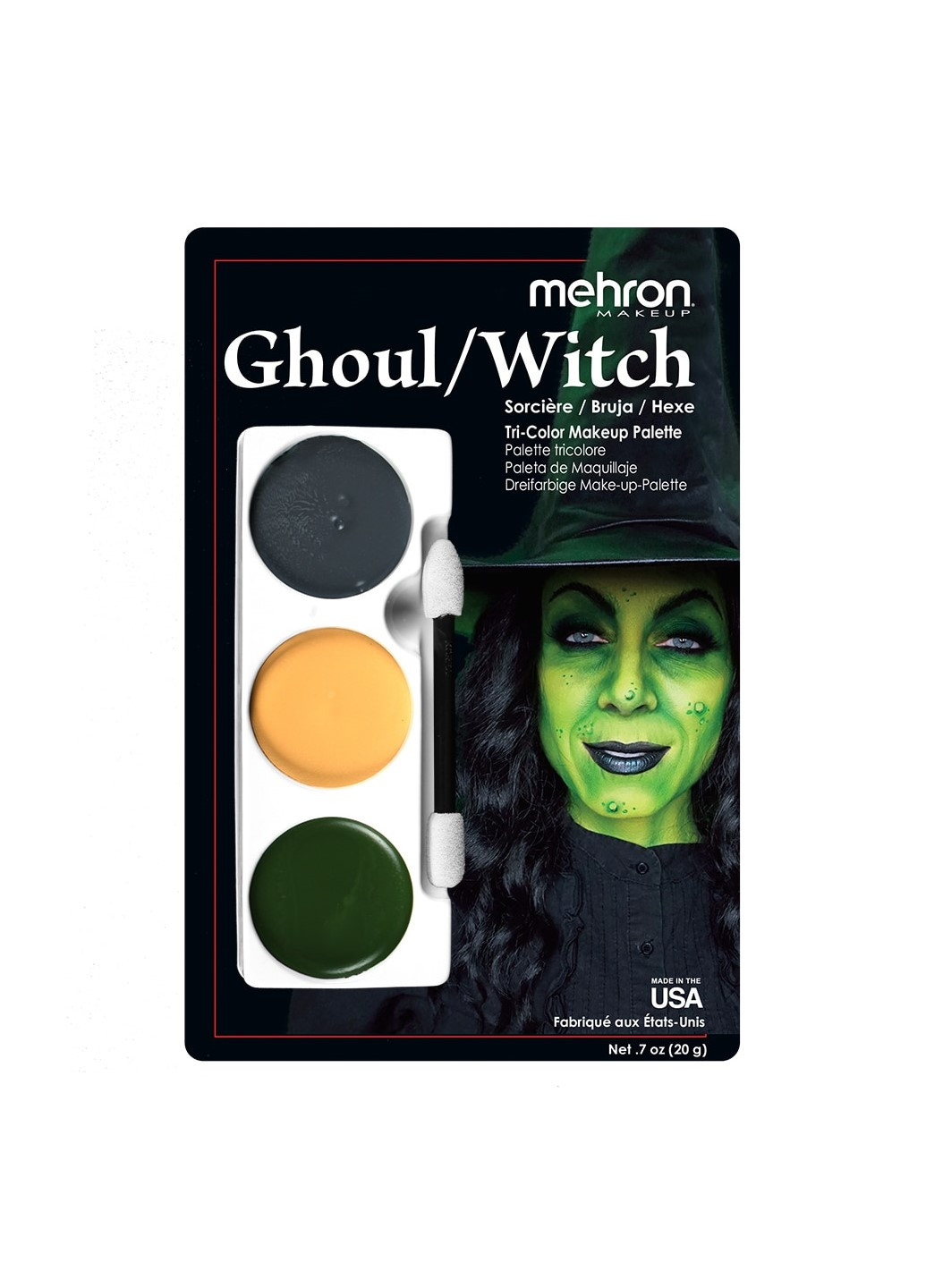 Набір кремового гриму для образу "Відьма / Готика" Tri-Color Makeup Palette (Ghoul / Witch), 7oz., 20 г Mehron (205593242)