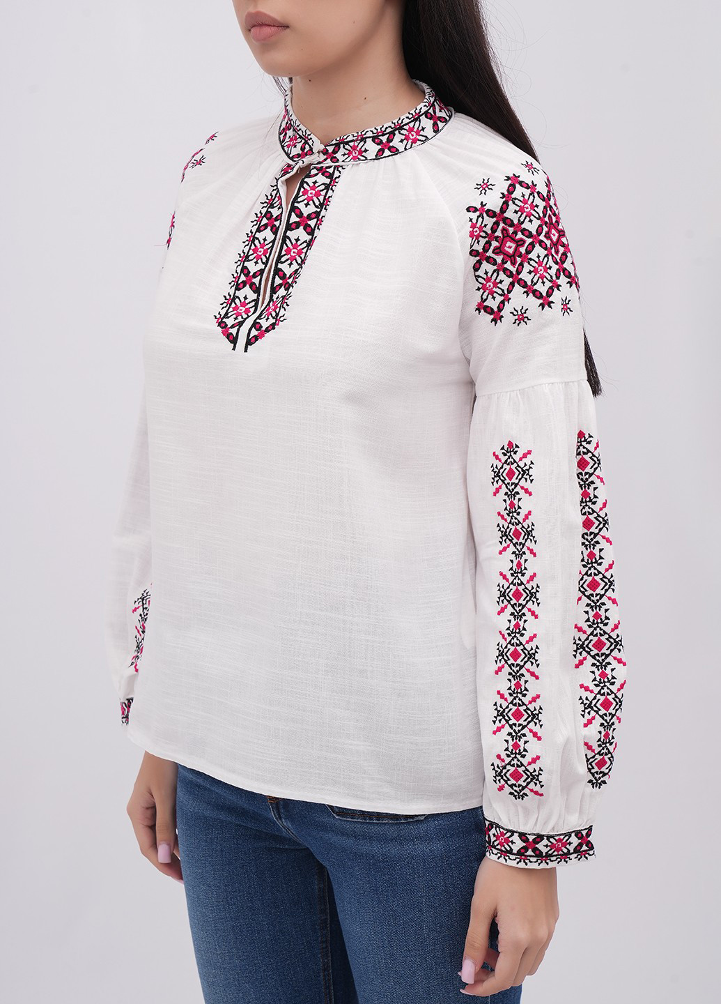 Белая вышиванка EQUILIBRI узор однотонный прямой хлопок (341745033)