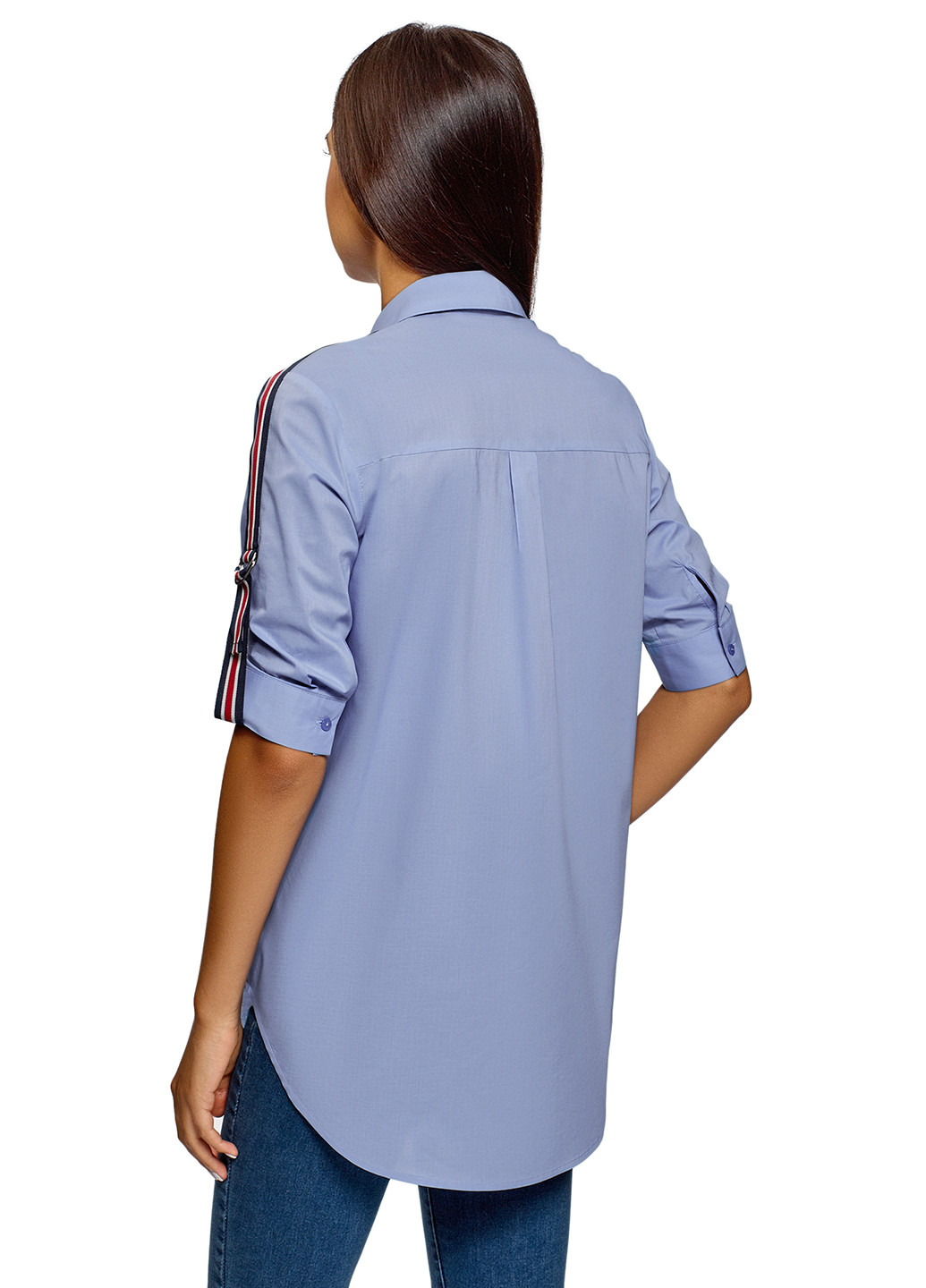Голубой кэжуал рубашка однотонная Oodji