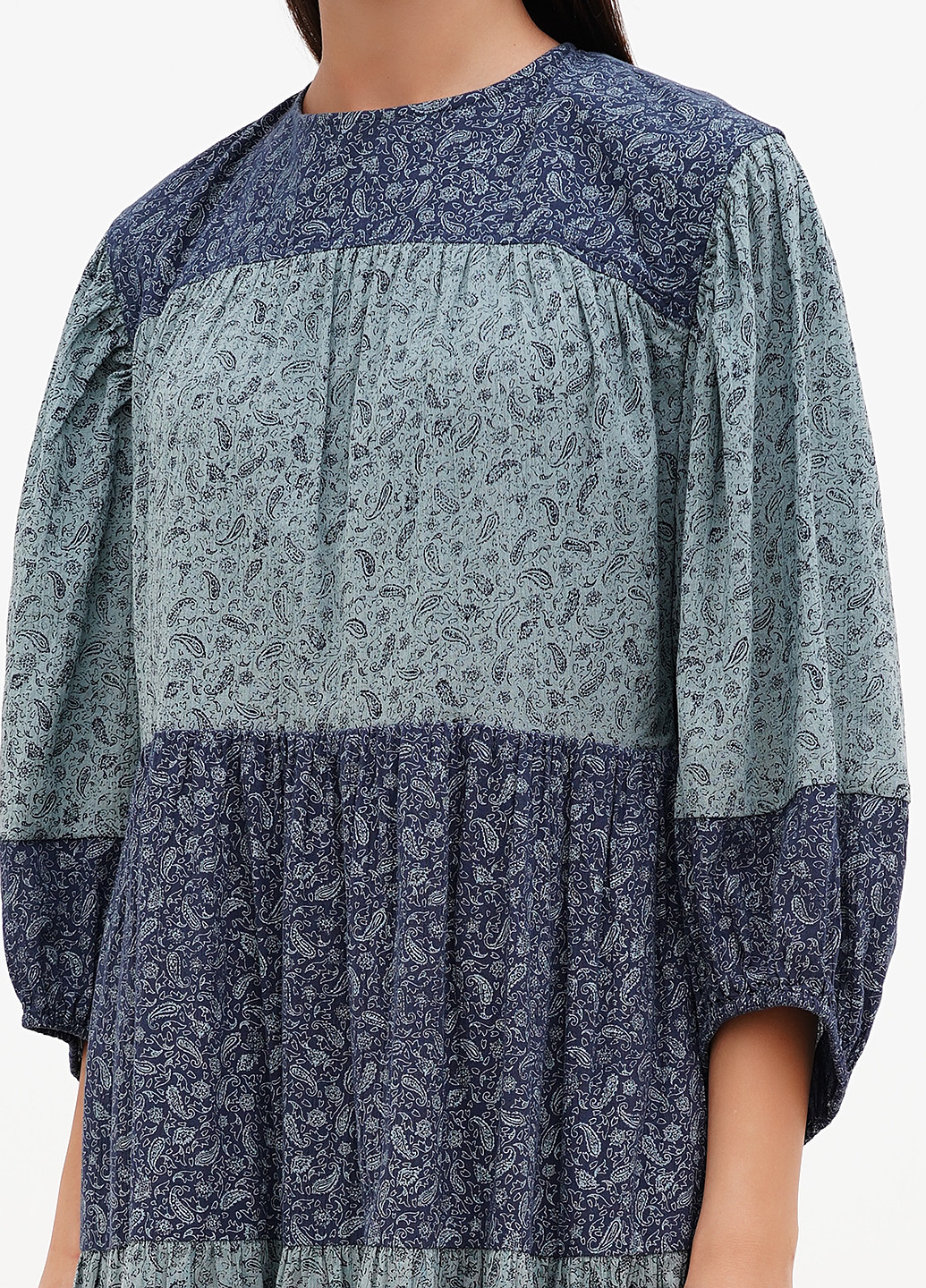 Серо-синее кэжуал платье клеш Madewell турецкие огурцы