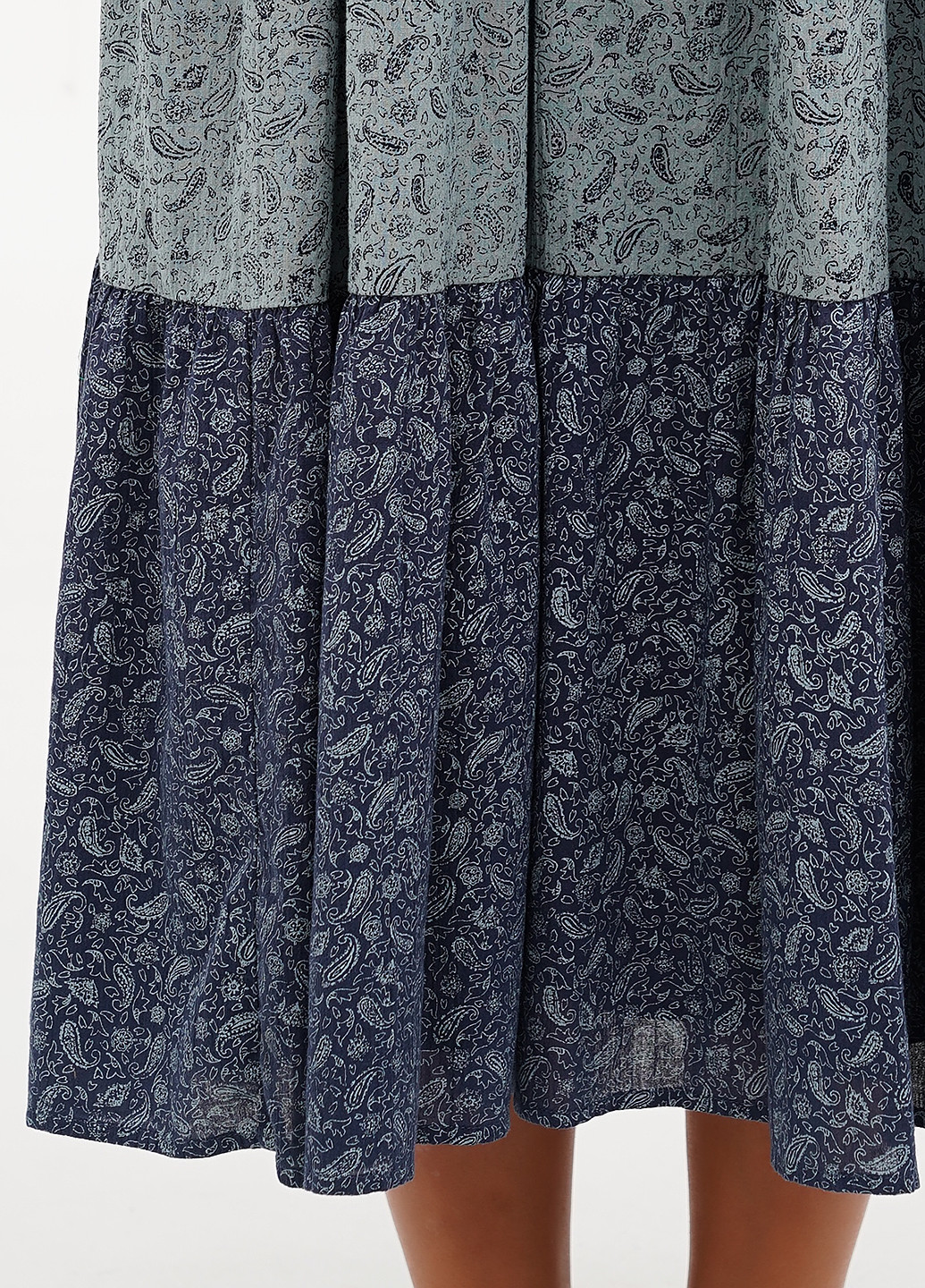 Серо-синее кэжуал платье клеш Madewell турецкие огурцы