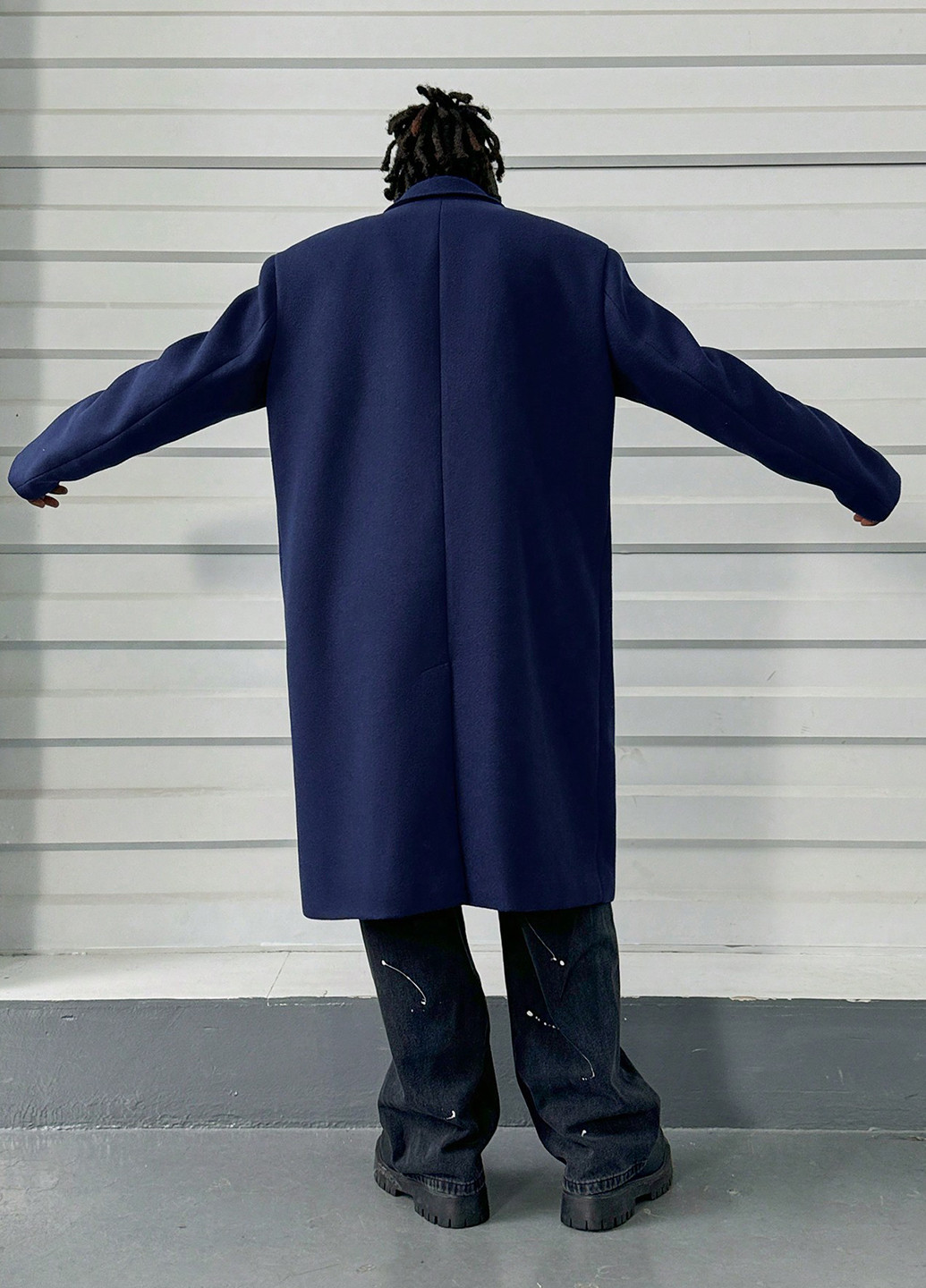 Індиго демісезонне Пальто двобортне SHEIN