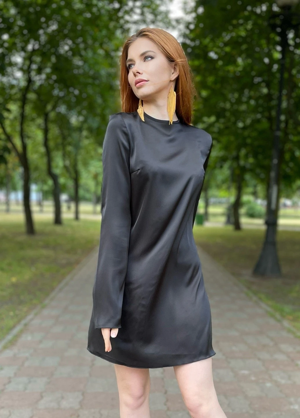 Чорна святковий шовкова туніка CHICLY однотонна