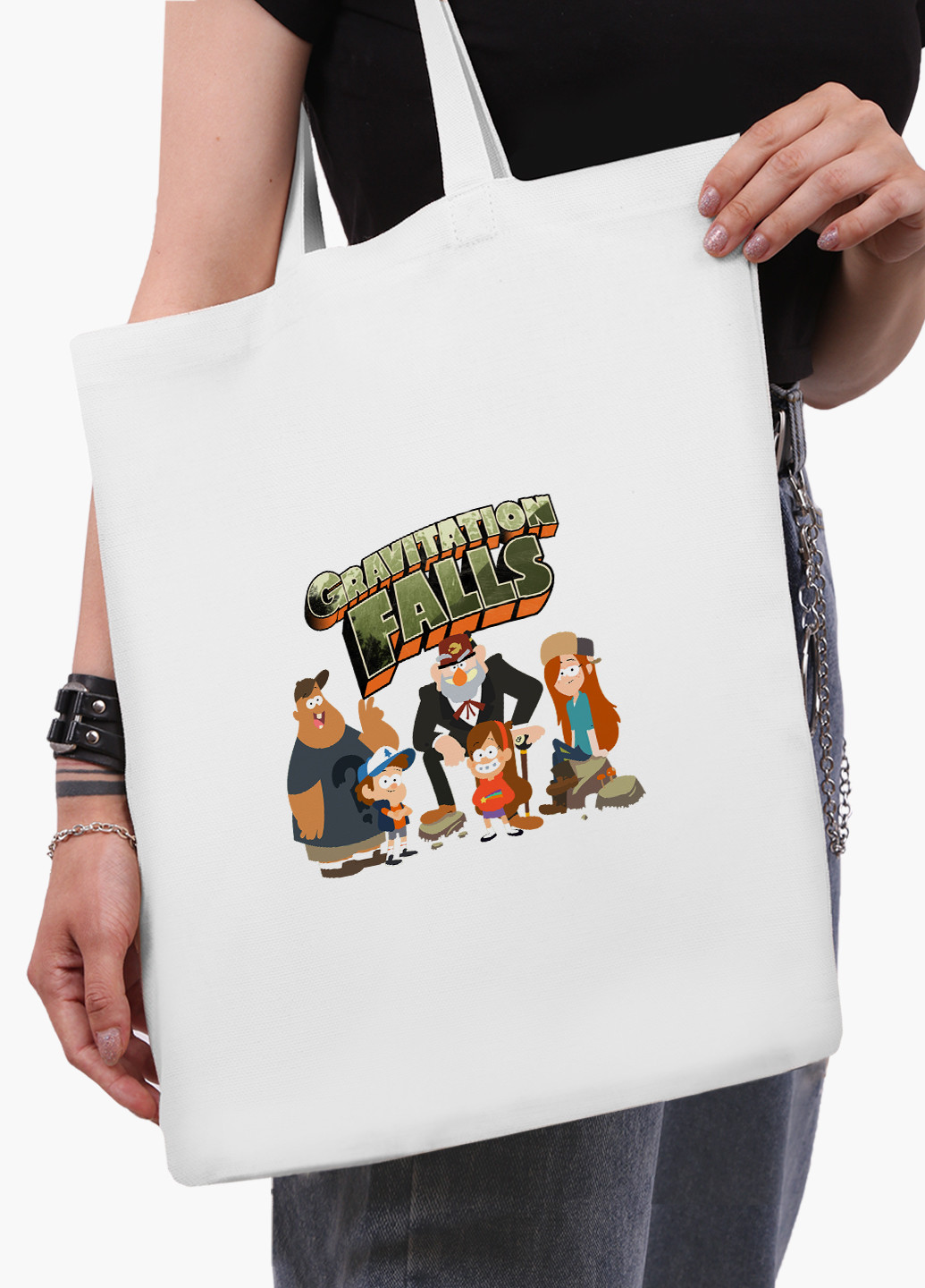 Еко сумка шоппер біла Гравіті Фолз (Gravity Falls) (9227-2628-WT-2) екосумка шопер 41*35 см MobiPrint (228210789)